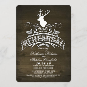 Country rustic deer rehearsal dinner invitations