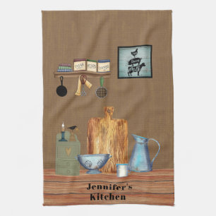 Country Rustic Farmhouse Kitchen Personalized Towel