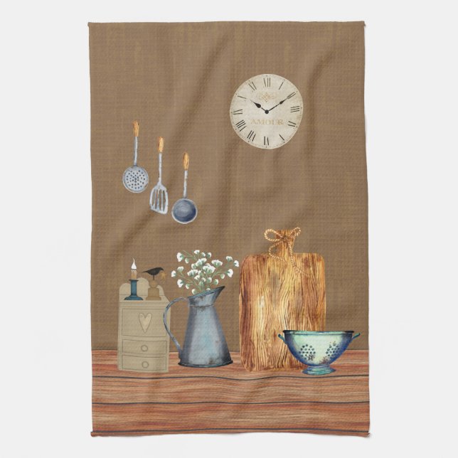 Country Rustic Farmhouse Serviettes de cuisine (Vertical)