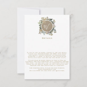 Country Rustic Floral Monogram Wreath Details RSVP Card
