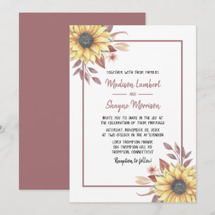 Country Rustic Floral Sunflowers Fall Wedding Invitation