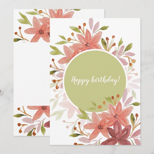 Country Rustic Floral Terracotta Blush Card (Front/Back)