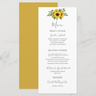 Country Rustic Gold Floral Sunflower Wedding Menu
