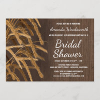 Country Rustic Hay Wheat Bridal Shower Invitations