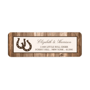 Country Rustic Horseshoe & Brown Wood Mariage