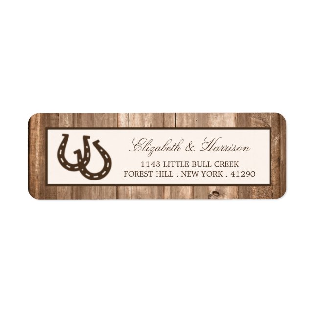 Country Rustic Horseshoe & Brown Wood Mariage (Devant)