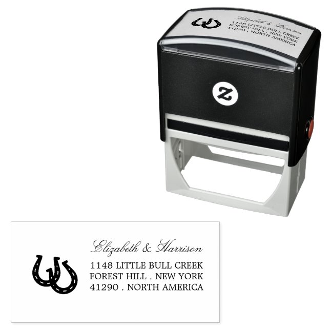 Country Rustic Horseshoe Return Address Self-inking Stamp (In Situ)