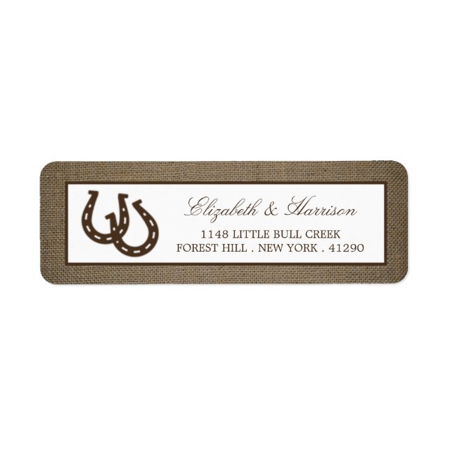 Country Rustic Horseshoe Sur Burlap Mariage (Devant)
