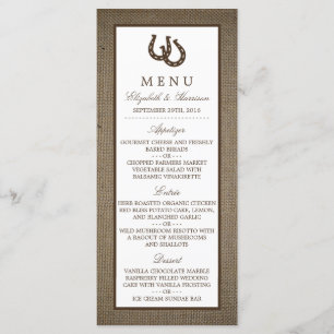 Country Rustic Horseshoe Sur Burlap Menu Mariage