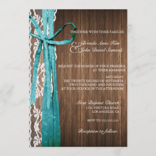 Country Rustic Lace Wood Wedding Invitation