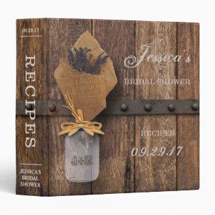 Country Rustic Lavender Mason Jar Bridal Shower Binder