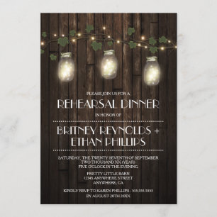 Country Rustic Lights Répétition Dîner Invitations