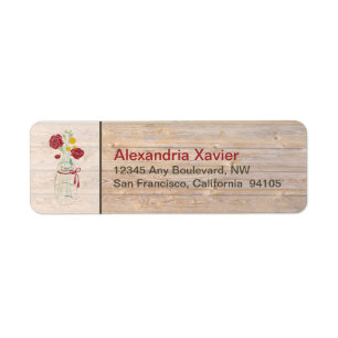 Country Rustic Mason Jar Address Labels (red)