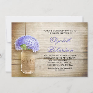 country rustic mason jar bridal shower invitations