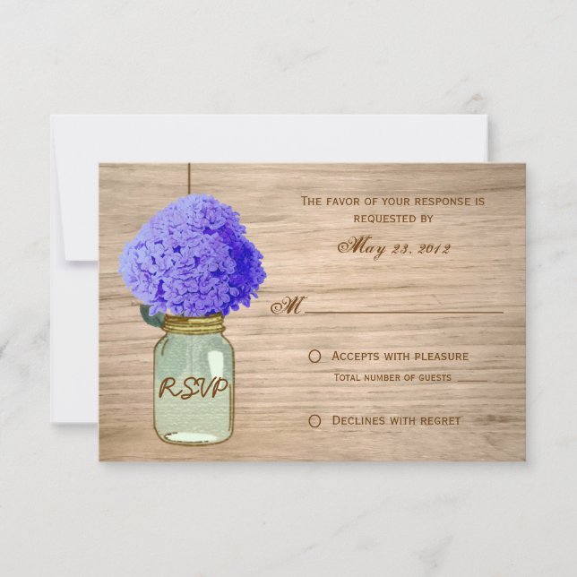 Country Rustic Mason Jar CornFlower Blue RSVP (Front)