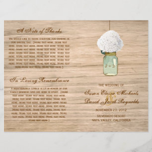 Country Rustic Mason Jar Hydrangea Program