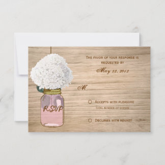 Country Rustic Mason Jar Hydrangea RSVP Card