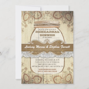 country rustic mason jar rehearsal dinner invitation