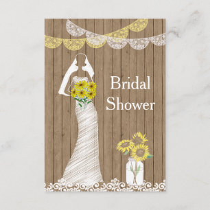 Country Rustic Mason Jar Sunflower Bride Bridal Sh Invitation