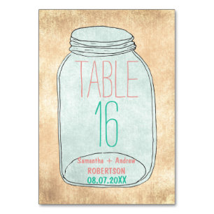Country rustic mason jar table number