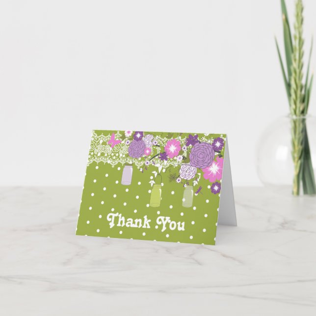Country Rustic Mason Jar Thank You Card (Front)