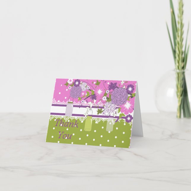 Country Rustic Mason Jar Thank You Card (Front)