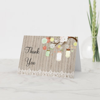 Country Rustic Mason Jar Thank You Card