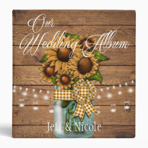 Country Rustic Mason Jar with Sunflower Binder