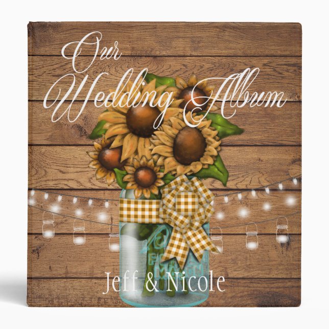 Country Rustic Mason Jar with Sunflower Binder (Front)