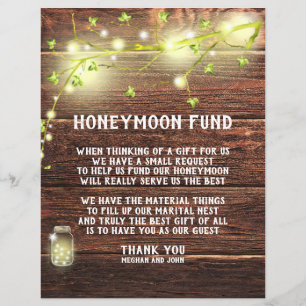 Country Rustic Mason String Lights Honeymoon Fund 