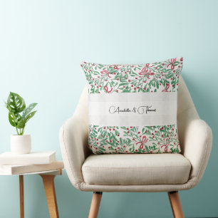 Country Rustic Mistletoe Watercolor Art  Throw Pillow