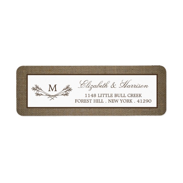 Country Rustic Monogram Branch & Burlap Wedding (Front)