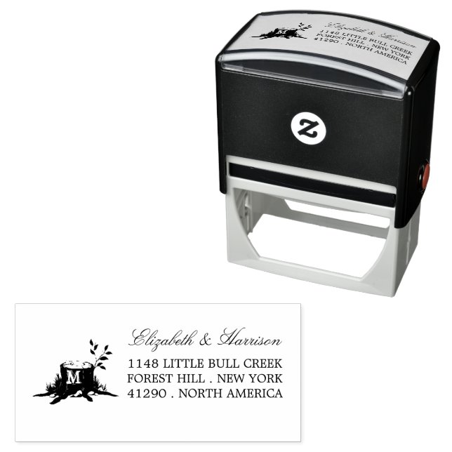 Country Rustic Monogram Tree Return Address Self-inking Stamp (In Situ)