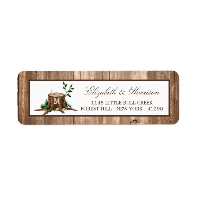 Country Rustic Monogram Tree & Wood Wedding (Front)