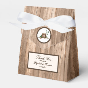 Country Rustic Monogram Tree & Wood Wedding Favor Box
