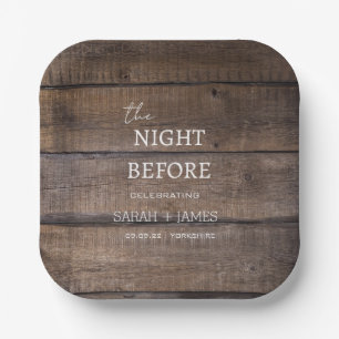 Country Rustic Oak Barn The Night Before Wedding  Paper Plate