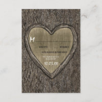 Country Rustic Oak Tree Bark Wedding RSVP Cards