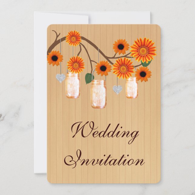 Country Rustic Orange Mason Jar Wedding Invitation (Front)