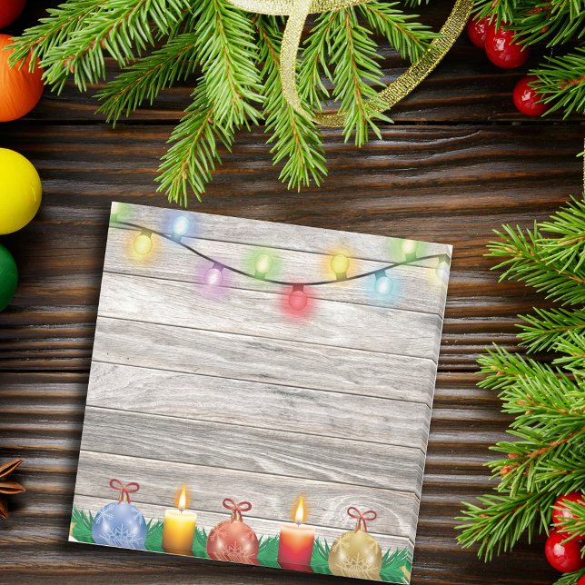 Country Rustic Ornaments on Wood Christmas Post-it Notes (Creator Uploaded)