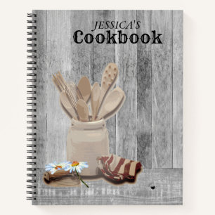Country Rustic Personalized Cookbook Jar spoon Not Notebook