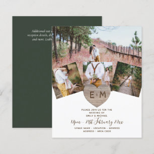 Country Rustic Photo Carved Heart Monogram Wedding