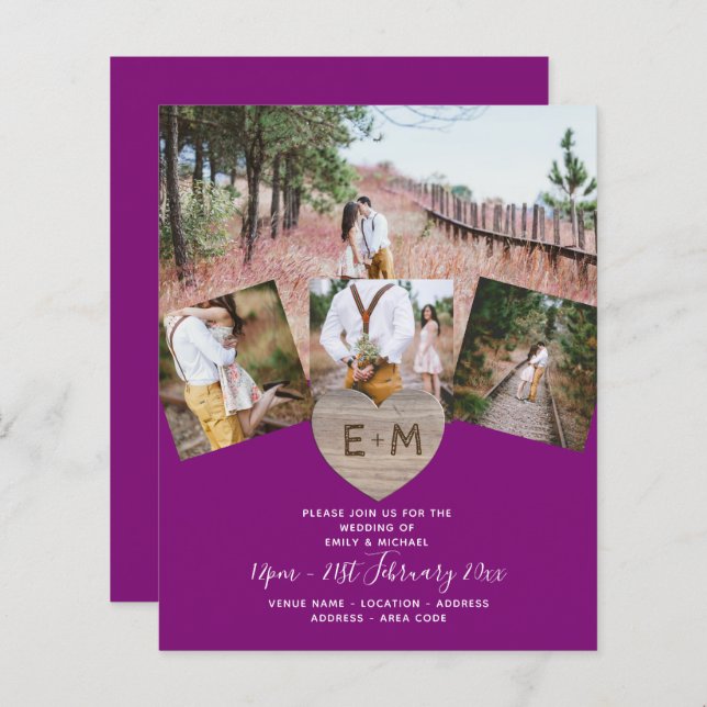 Country Rustic Photo Carved Heart Monogram Wedding (Front/Back)