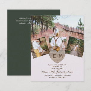 Country Rustic Photo Carved Heart Monogram Wedding