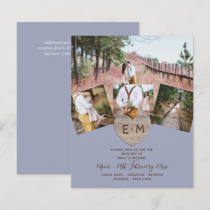 Country Rustic Photo Carved Heart Monogram Wedding