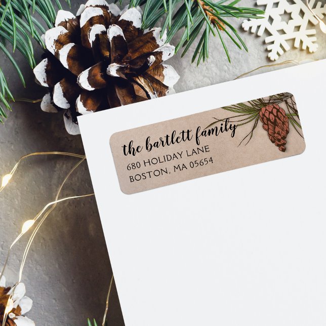 Country Rustic Pinecone Adresse de retour (Country Rustic Pinecone Return Address Label)