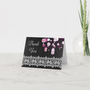 Country Rustic Purple Mason Jar Thank You Card