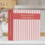 Country Rustic Red Pillow Ticking Family Recipe Binder<br><div class="desc">This simple, rustic design adds style and grace to your kitchen, with its soft red and white pillow ticking country style background. Gather your favourite family recipes and add your family memories to make this a cherished keepsake. Add a name to personalize it. Makes a great bridal shower, Christmas or...</div>
