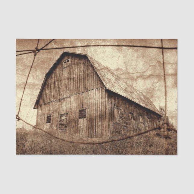 Country Rustic Sepia Barn Vintage Texture Tissue Paper (Front)