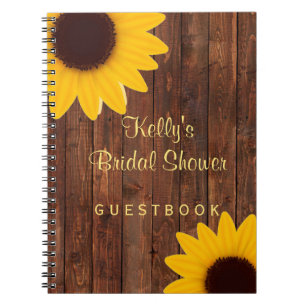 Country Rustic Sunflower Bridal Shower Guest Book