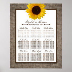 Country Rustic Sunflower & Burlap Seating Chart
